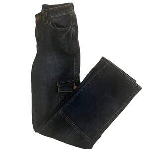 Project Indigo Cargo Denim Dark Rinse Wide Leg‎ Jeans Size 3 25x28